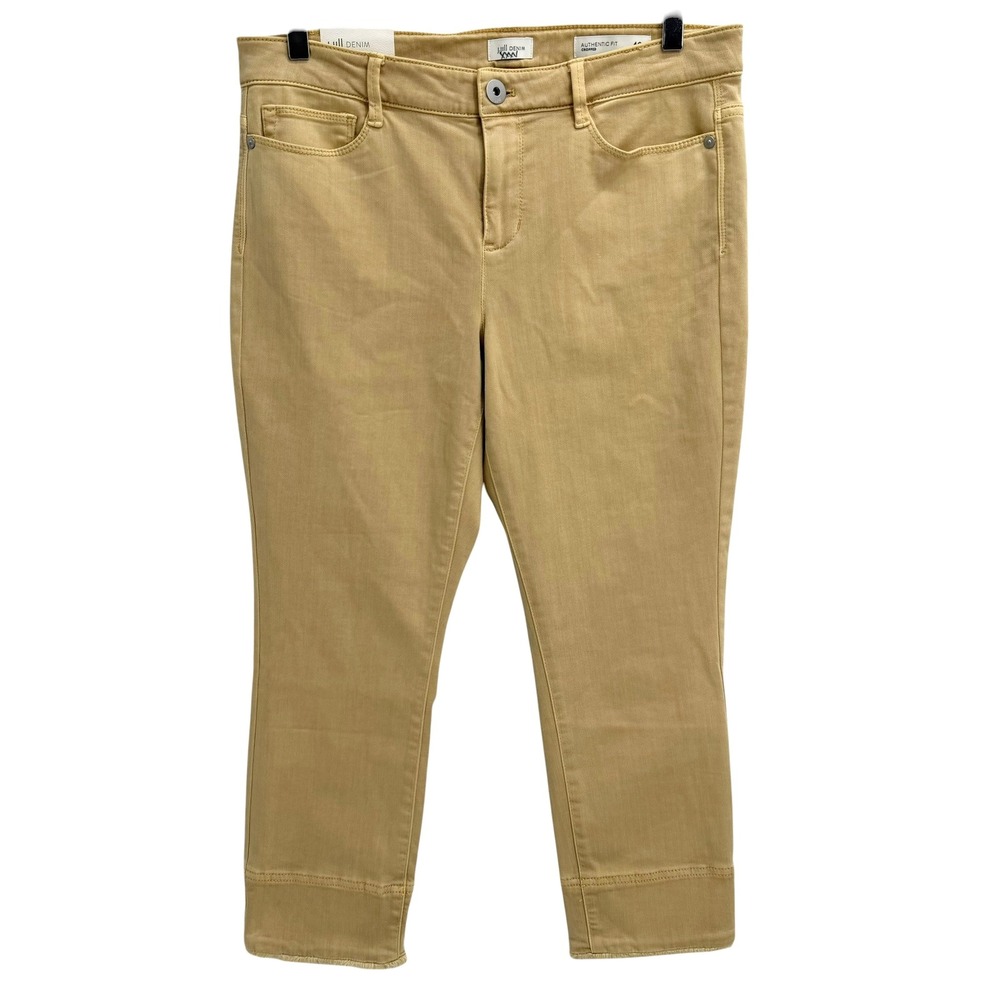 J.Jill Authentic Fit Cropped Pants Petite‎ 10P Light Parchment Raw Hem Jeans